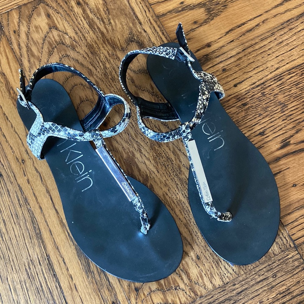Calvin Klein Snakeskin Sandals, size 6.5